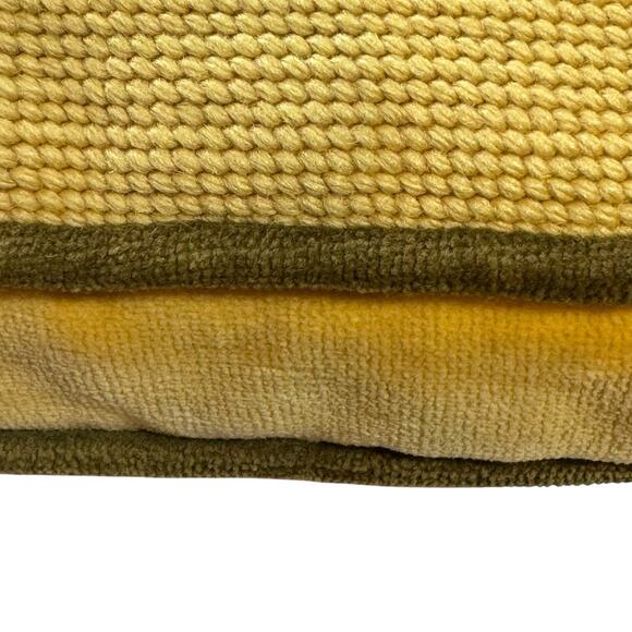 Vintage Needlepoint Handmade Flower Decorative Pillow Floral Velvety Yellow - Picture 3 of 8